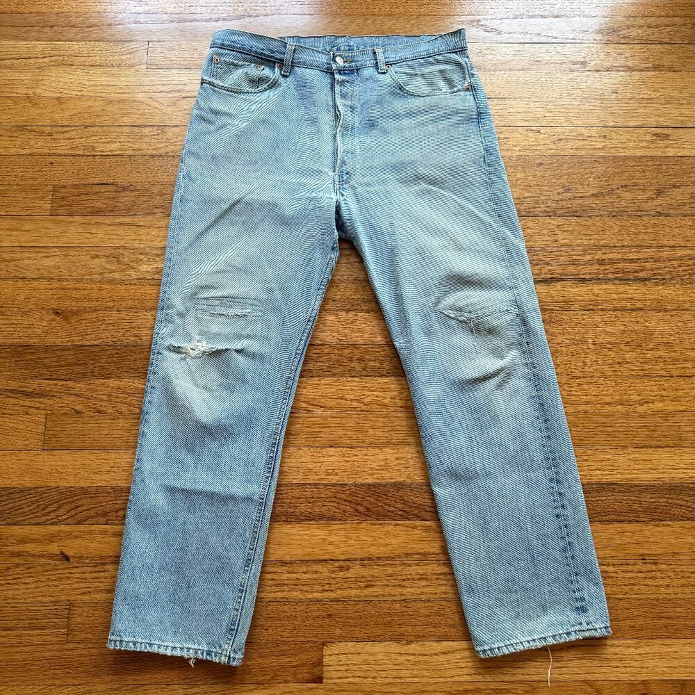 Vintage Levis 501 Jeans Men 36x30 Blue Denim Jean Distressed (Tag38x30)